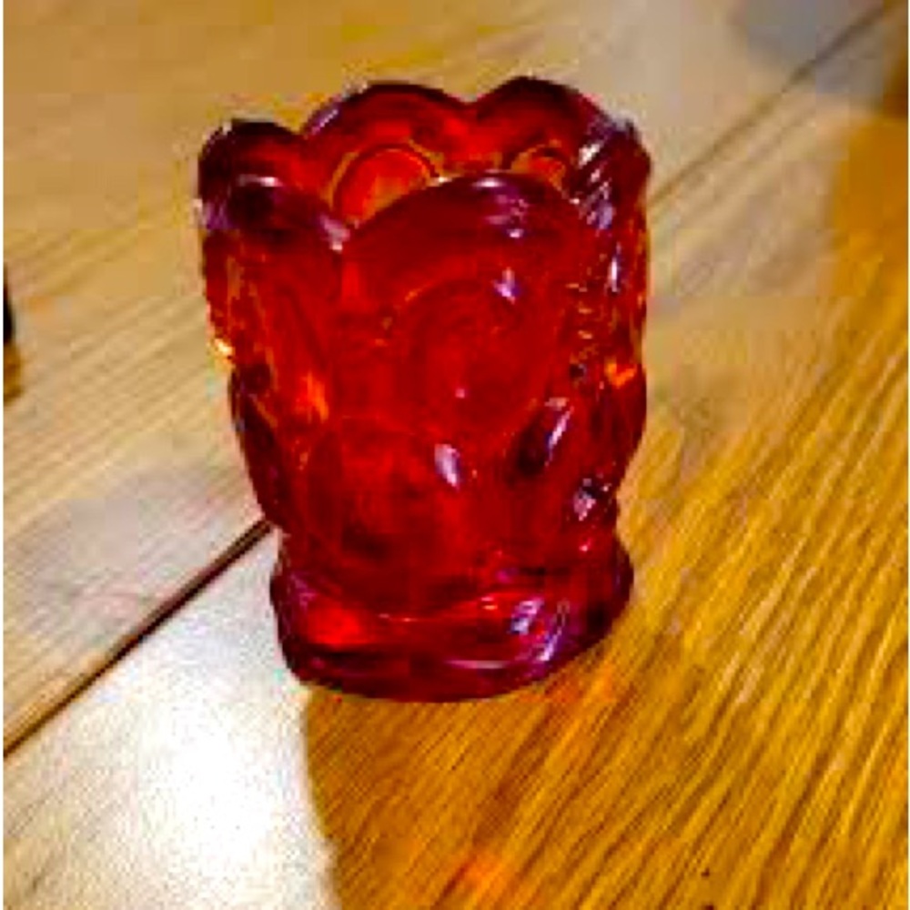 Vintage L.E. Smith Moon And Stars Amberina Toothpick Holder